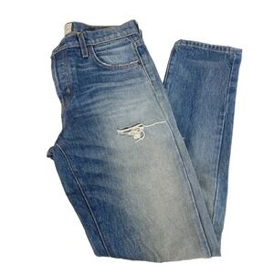 Current/Elliott The Slouchy Skinny Destroy Jeans Zephyr Womens 24 Blue Mid‎ Rise